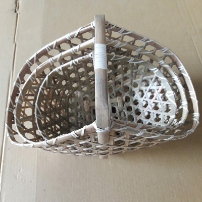 Nesting Hexagonal-Weave Bamboo Baskets with Handle