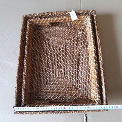 Nesting Rectangular Smoked Bamboo Trays