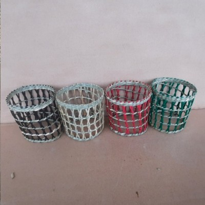 Small Colorful Open-Weave Seagrass Baskets