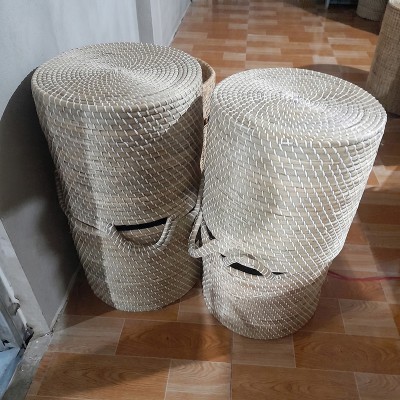 Round Seagrass Laundry Baskets with Lids