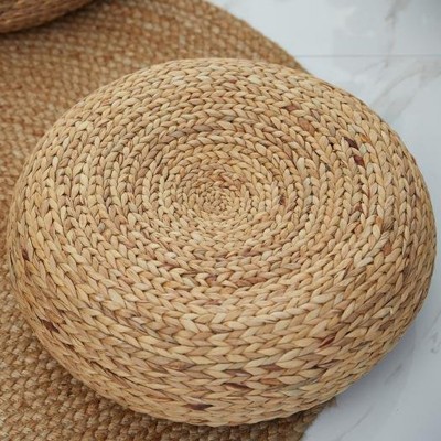 Round Concentric Braided Seagrass Floor Cushion