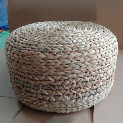 Round Seagrass Pouf Seat Cushion with Star Weave
