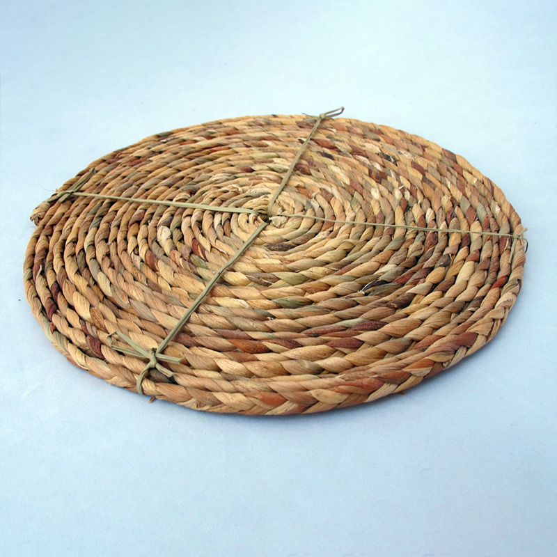 Natural golden brown and custom dyed water hyacinth placemats and interior decor