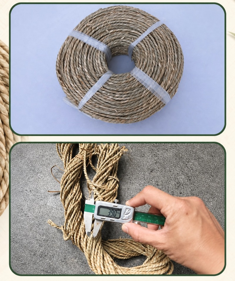 Seagrass twisted rope and braided cord coils for furniture weaving