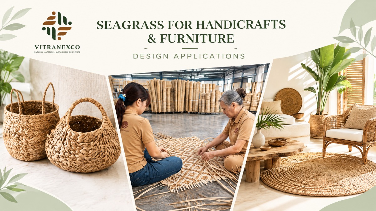 Vietnamese natural seagrass raw materials and finished woven products banner