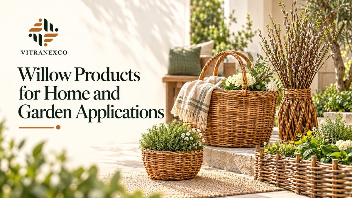Multipurpose natural Vietnamese willow branch products for storage, decor, and garden banner